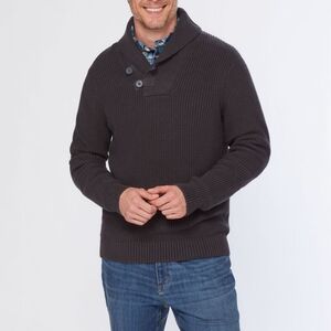 Duluth Trading Co Sweater Men Black Brigadier Shawl Collar Ribbed size XL